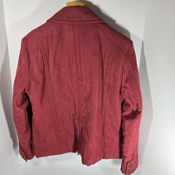 Westbound PL Puffy Jacket In Deep Red with Brass Details Cheetah Lining - Picture 2 of 8